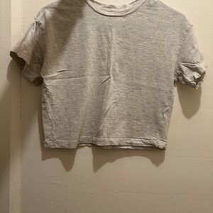 tan cropped juniors shirt